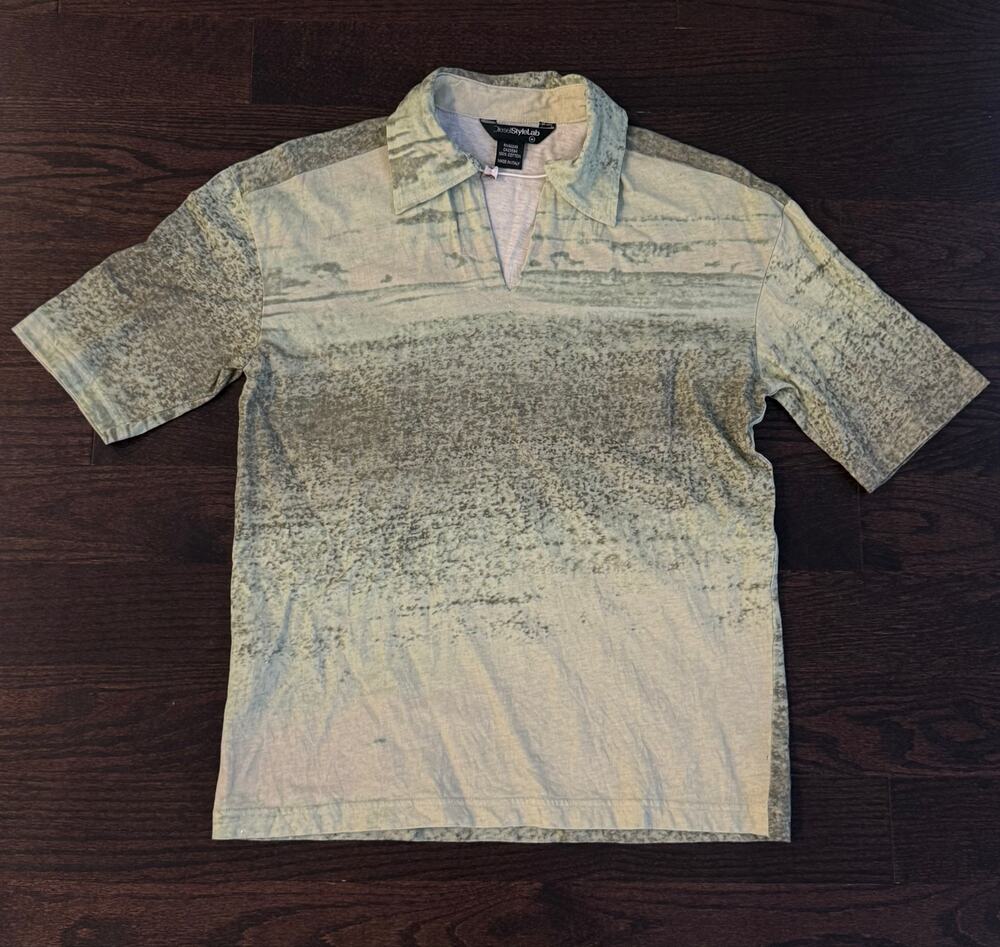 Rare Vintage Diesel StyleLab Abstract Print Split Neck Polo Shirt